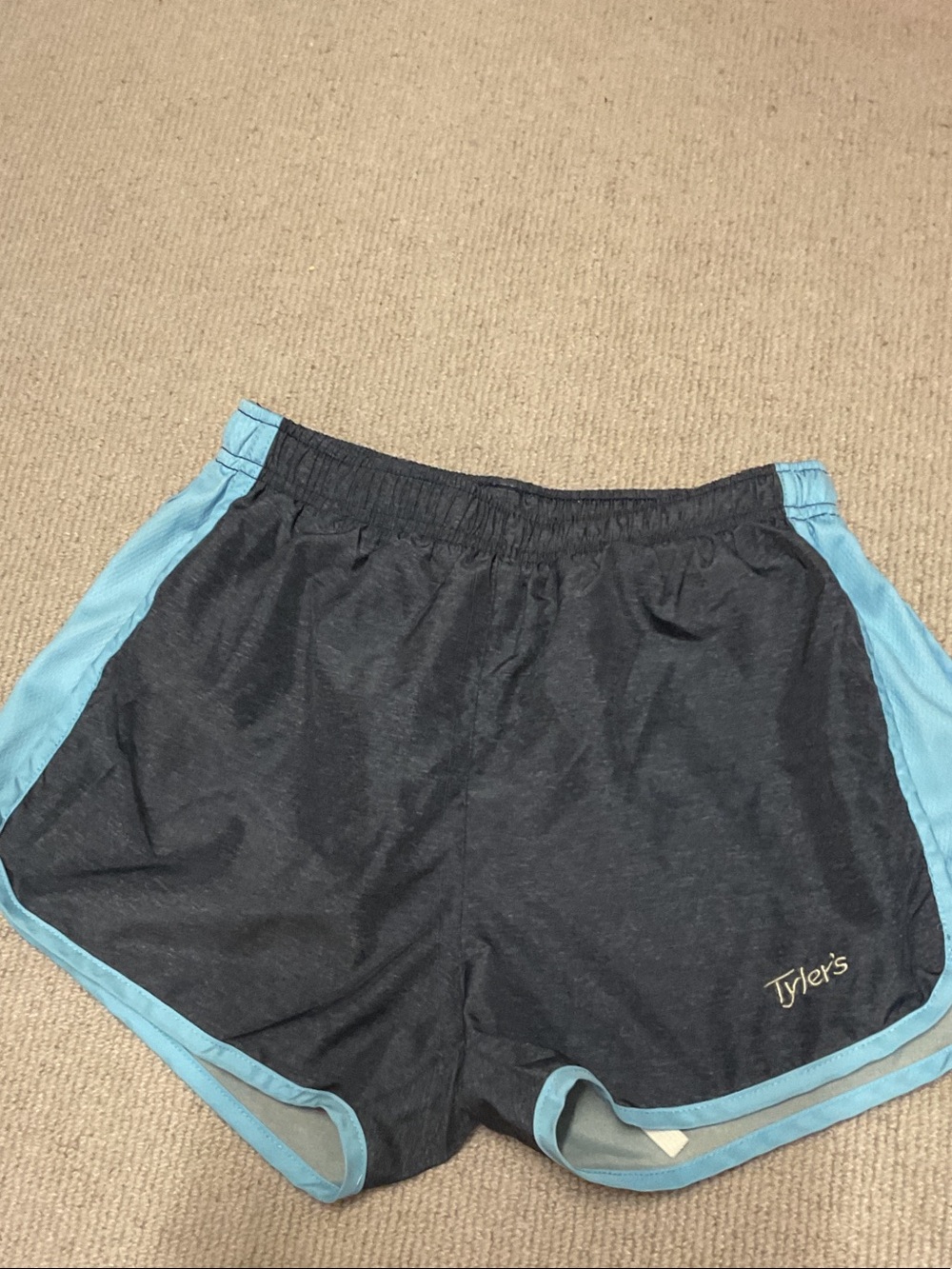 Tyler's Girls' Black Athletic Shorts with Light Blue Trim